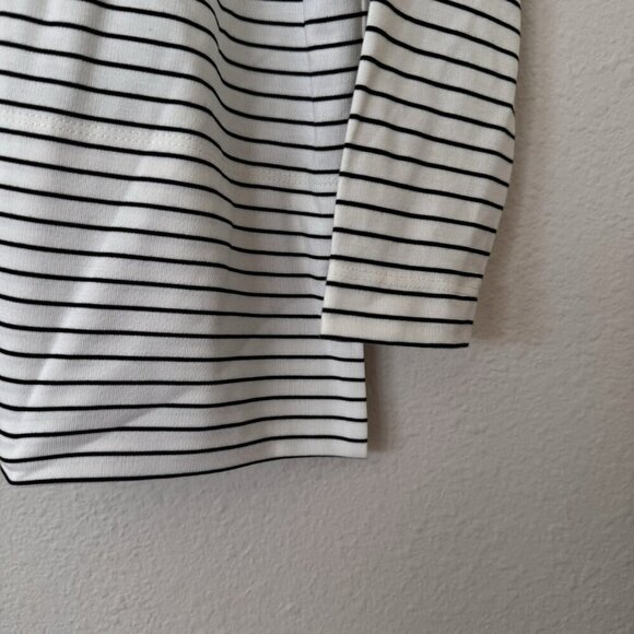 Loft Womans Size Small Pullover White Black Striped Long Sleeve Shirt - Picture 3 of 7
